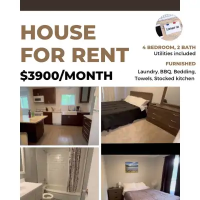 Fully stocked 4 bedroom, 2 bathroom house available for rent. Immediate occupation can be accommodat...