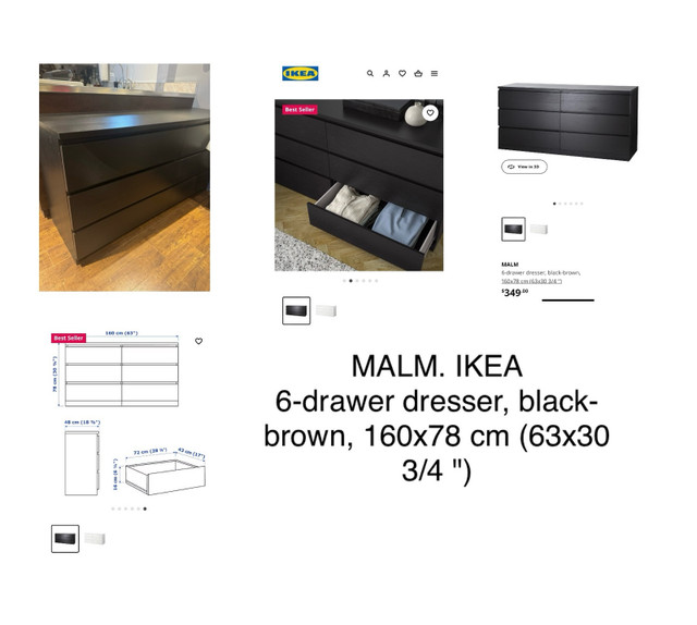 IKEA. Drawer- Dresser Black-Brown  dans Commodes et armoires  à Laval/Rive Nord