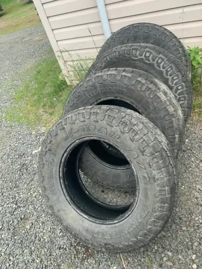 Selling a good set of truck tires still have 50-60% tread left on them 10ply and were holding air pr...