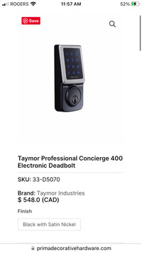 New Taymor touchscreen lock 