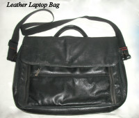 Laptop case bag, padded, leather, handle/backpack, 3 sections