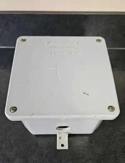 Weatherproof junction box. 6 x 6 x 4D. Asking $25. CASH ONLY. Pick up east end, Glencairn.
