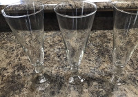 Set of 3 tall Pilsner glasses with glass golfball/football stems