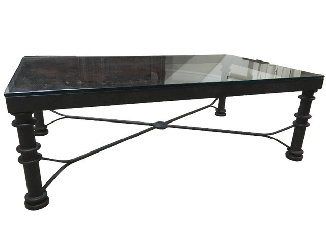 Designer Black Iron Table with glass top in Other Tables in Markham / York Region