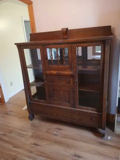 Antique Oak China Cabinet, View more