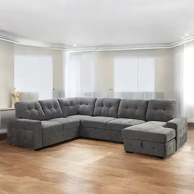 New Cozy Sectional Sofa Bed With RHF Storage Chaise Grand Sale, View more