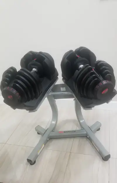 Bowflex 90 lb 1090 adjustable dumbbells with stand, View more