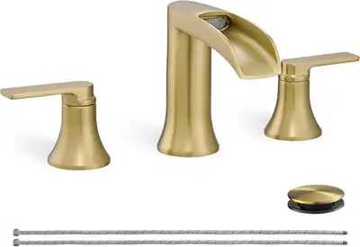 NEUF: Ensemble robinets salle de bain 3 trous en or brossé, View more