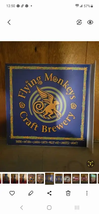 Flying Monkeys Craft Brewery plastic Flange type bar sign. In great clean condition. Flying Monkeys...