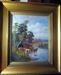 Antique Original Oil Painting by Charles W. Oswald 1890's