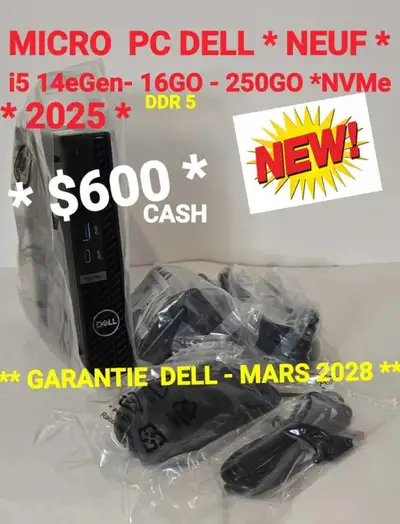 * FLAMBANT NEUF * *GARANTIE DELL- MARS 2028 * * PROCESSEUR i5 14500T vPro * * 16 GO DE MÉMOIRE ( DDR...