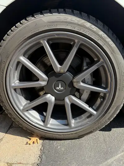 These are coming off my 2021 Tesla Model 3 My lease is up Used for 2 winters only OEM wheels with ce...