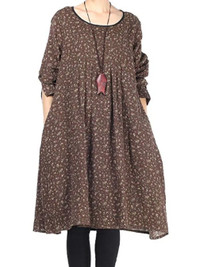 Brown Floral Fall Country Dress (Medium) *New!