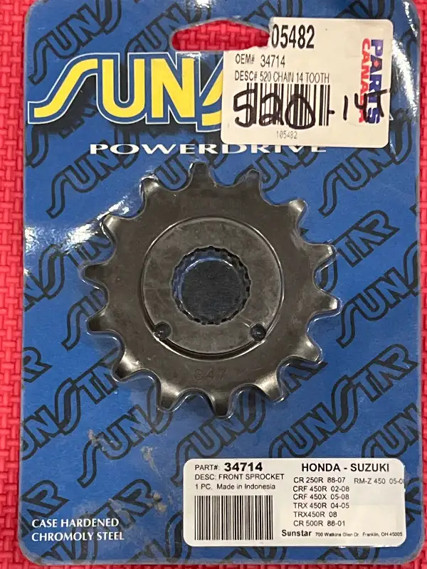 Honda CR250 CRF450 CR500 Front Gear Sprocket Suzuki RMZ450 34714 in Other in Barrie - Image 4