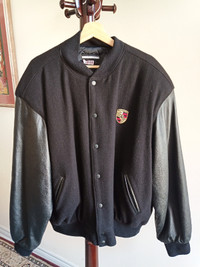 Porsche Leather Varsity Jacket. MINT!! Dry Cleaned As Well. XL.