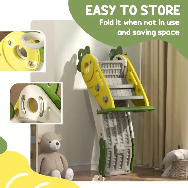 3 in 1 Foldable Toddler Slide with Basketball Hoop, Climber, for in Toys in Markham / York Region - Image 5