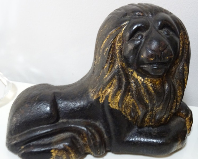 GEORGIAN lion sculptures VERY RARE recumbent CAST IRON Gilt pair in Arts & Collectibles in Brantford - Image 3