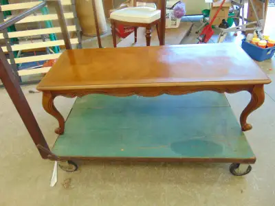 LANE FRUITWOOD COFFEE TABLE BURLED TOP EFFECT, View more