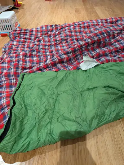 Green and Plaid Sleeping bag, View more