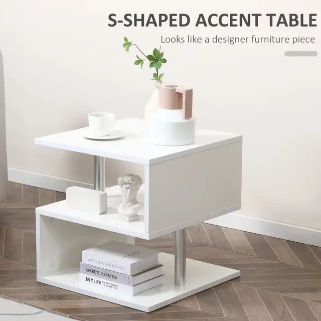 Wooden S Shape End Table 3 Tier Storage Shelves Organizer Living in Other Tables in Markham / York Region - Image 4