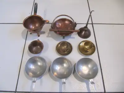 Vintage 12pc Lot Copper Brass & Aluminum Utensils/Tools 1940s, View more