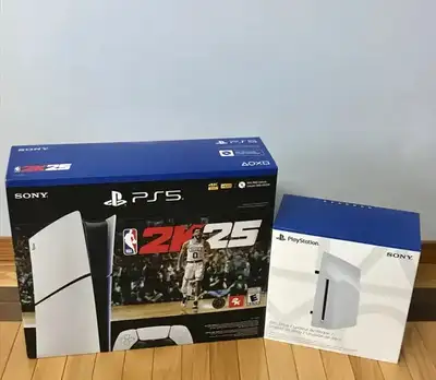 Selling Brand New Slim Digital PS5 Console NBA 2K25 game Bundle + disc drive for PS5 digital console...