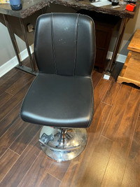 Black leather bar stool