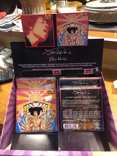 Vintage  Guitar Jimi Hendrix  dealer string display, View more