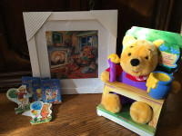 Winnie the Pooh Framed Art (new), Stuffed Toy (new & board books