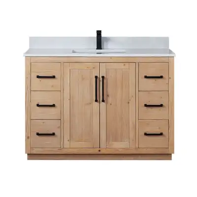 BRAND NEW 48” W Bath Vanity  with White Engineered Stone Top, View more
