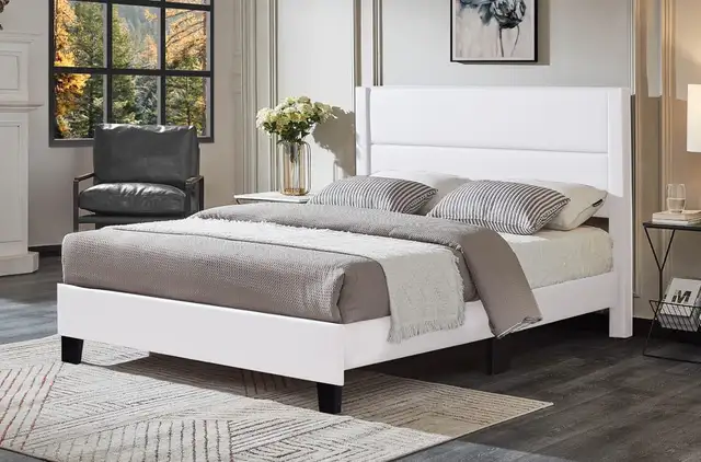 Wooden Bed Frames with Sturdy Fabric Covering All sizes Availabl in Beds & Mattresses in Oshawa / Durham Region - Image 4