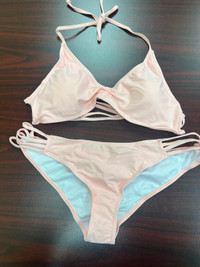Shekini Swimwear Soft Pink Top & Bottom Large/ XLarge w/ Straps