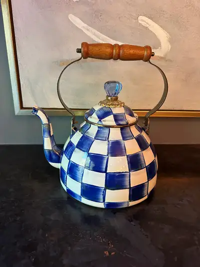 MacKenzie-Childs Royal Check 2 Quart Tea Kettle New Pick up in King City Ontario 1700 King Rd. At Ti...