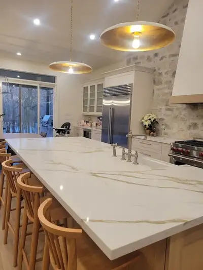Free Sink ++ European Quartz Kitchen Countertops + Backsplash, View more