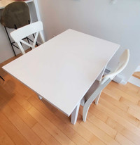 Ikea Drop Leaf Table and Chairs - White Urgent Sale