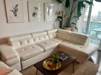White Leather Sectional Sofa Bed