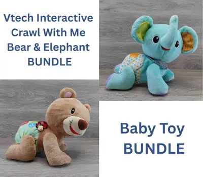 BUNDLE of 2 -Crawl Along Elephant & Bear VTECH -Baby 6-36 months, View more
