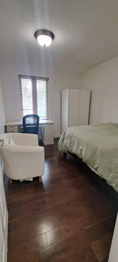 Newly renovated house, bright cozy clean quiet with furnished bedrooms on the main floor, 1 room is...