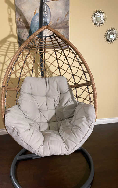 Outdoor Patio Egg Swing Chair w/ Stand and cushion in Patio & Garden Furniture in Delta/Surrey/Langley