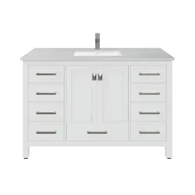 42” Bathroom Vanity White with Carrara Quartz Top – BOXED NEW, View more