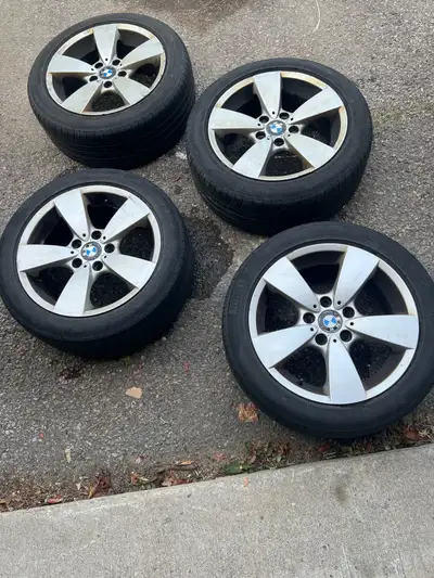 17 inch rims with Pirelli winter tires. Came off my 2008 5 series.