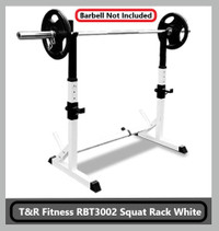 (NEW) T&R Fitness RBT3002 Squat Rack Adjustable White & Black