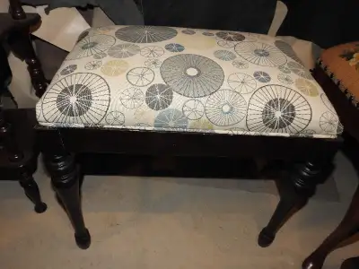 This is the first of two kijiji ads featuring a variety of antique fabric footstools and benches......