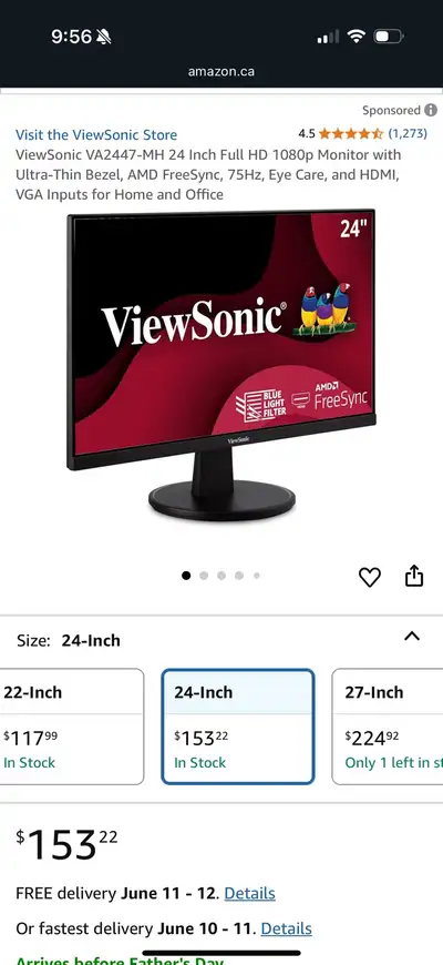 ViewSonic VA2447 Monitor, View more