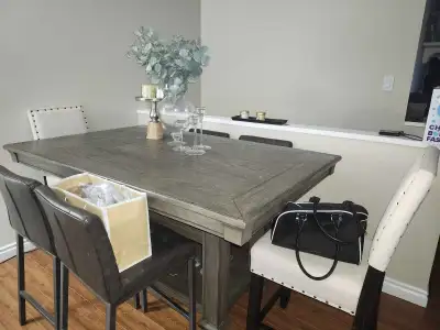 Table and 6 chairs, pub style, View more