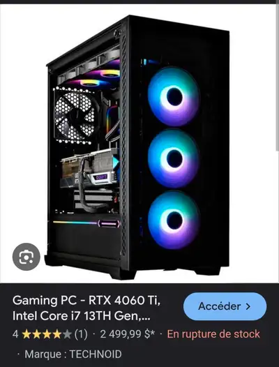 Gaming PC - RTX 4060 Ti, Intel Core i7 13TH Gen,64 GB RAM DDR5, 2TB SSD, Win 11 Pro, Wi-Fi, NEUF 360...