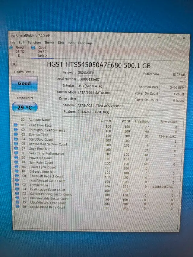 500Gb SATA HDD 2.5". absolutely New. S.M.A.R.T report included. 63005667559939122