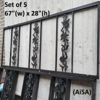Railing Panel Set - Tubular Iron, Flower Patterns, Black, 67(w)