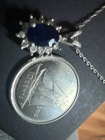 10 k sapphire and diamonds necklace , View more