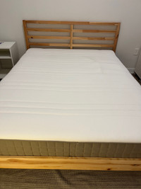 IKEA Queen size bed frame + medium firm mattress 